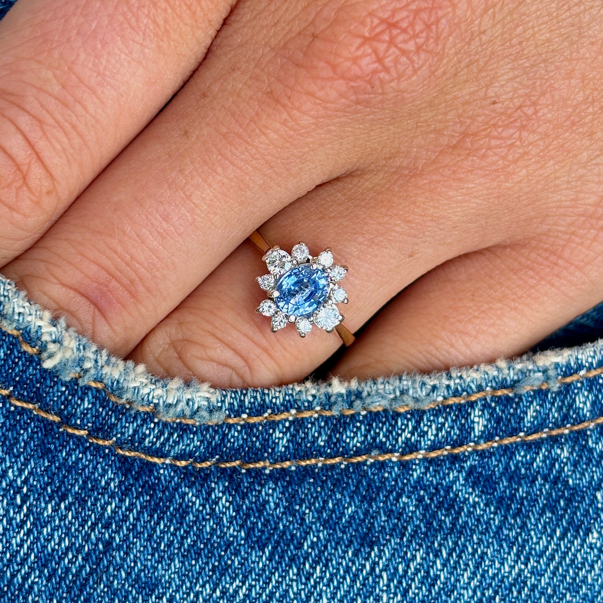 Vintage, 1990s sapphire & diamond cluster ring
