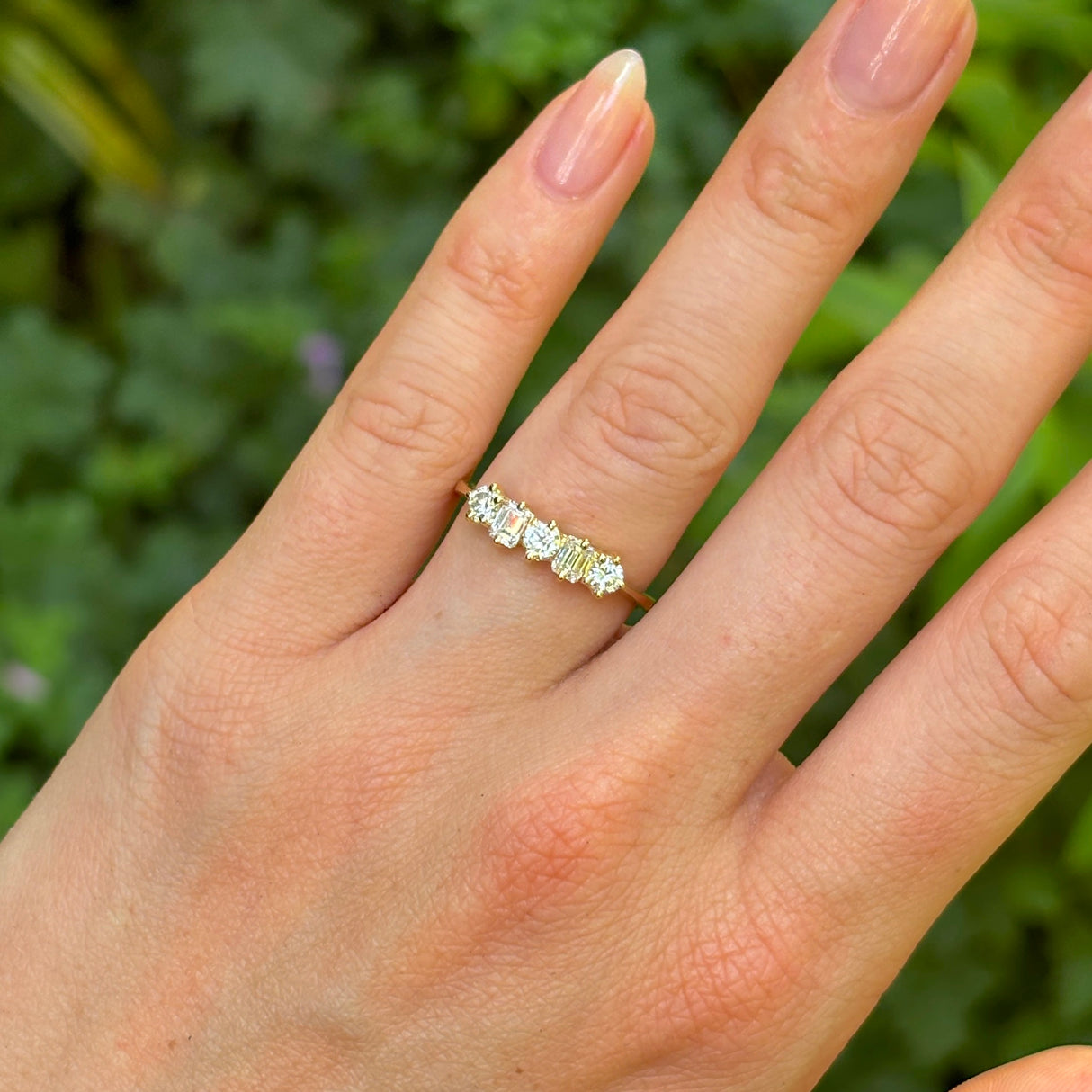 Vintage, 1990s diamond five-stone ring, 18ct yellow gold