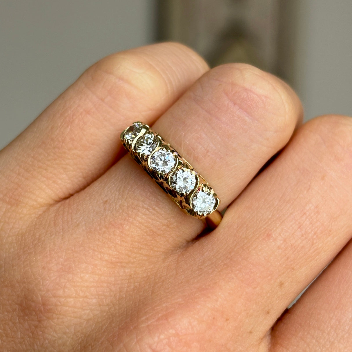 Vintage, 1980s diamond half-hoop ring