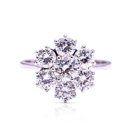 vintage diamond cluster ring, front view.