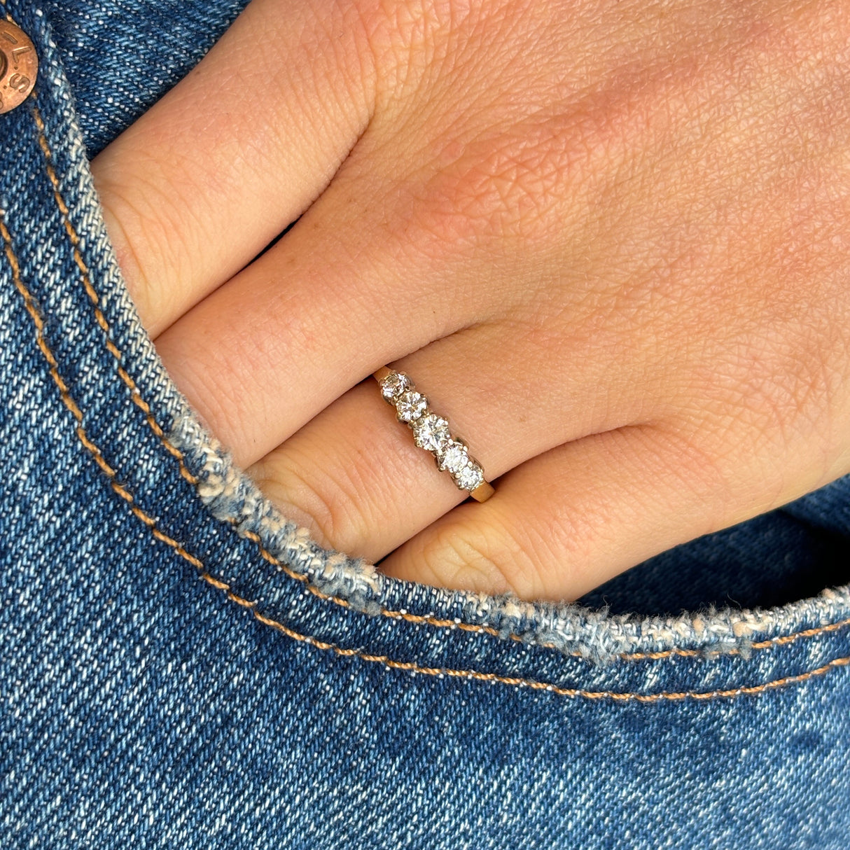 Vintage, Art Deco five-stone diamond ring