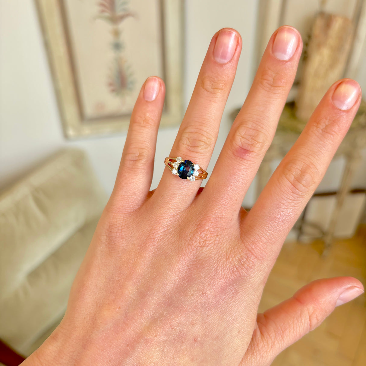 Vintage, 1970s sapphire & diamond ring