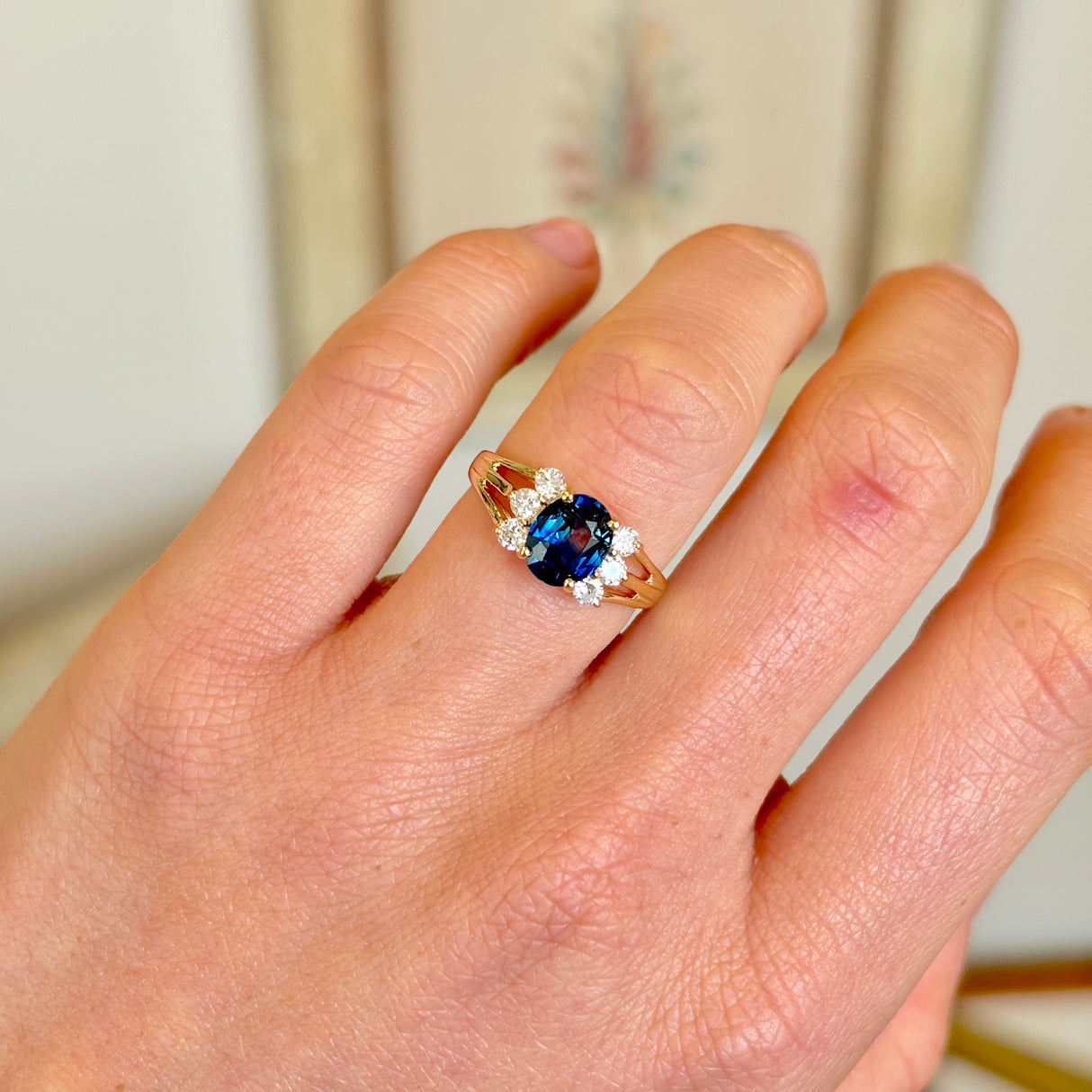 Vintage, 1970s sapphire & diamond ring