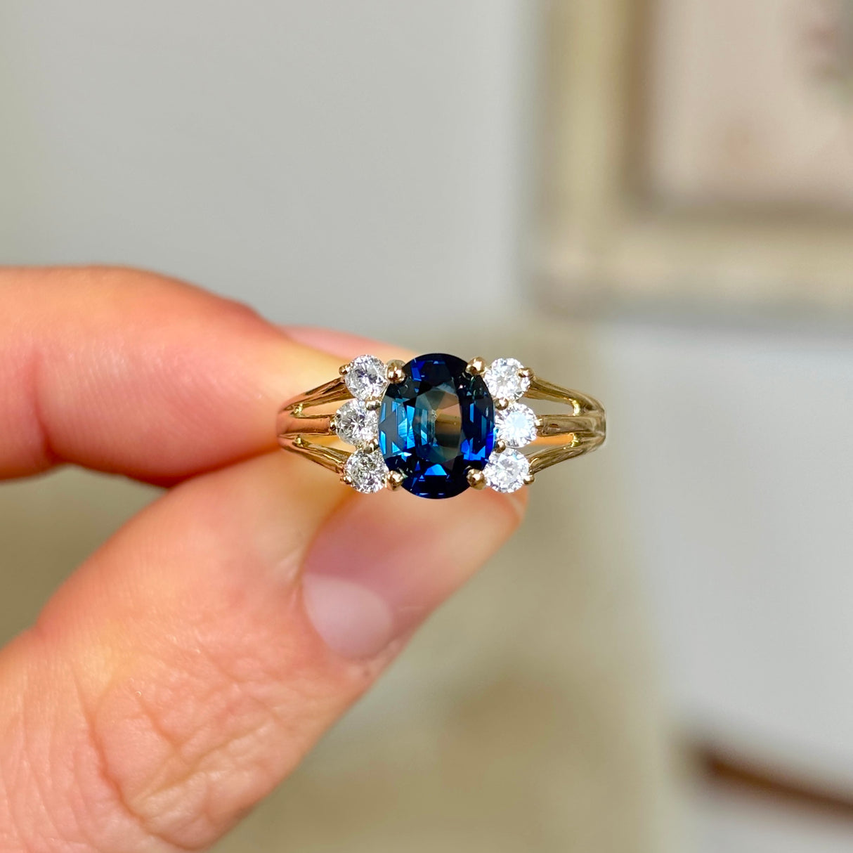 Vintage, 1970s sapphire & diamond ring