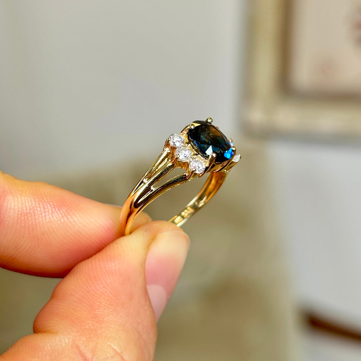 Vintage, 1970s sapphire & diamond ring