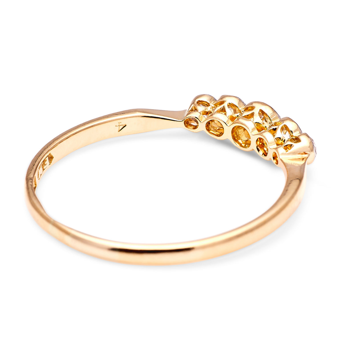 Vintage, five-stone diamond ring back