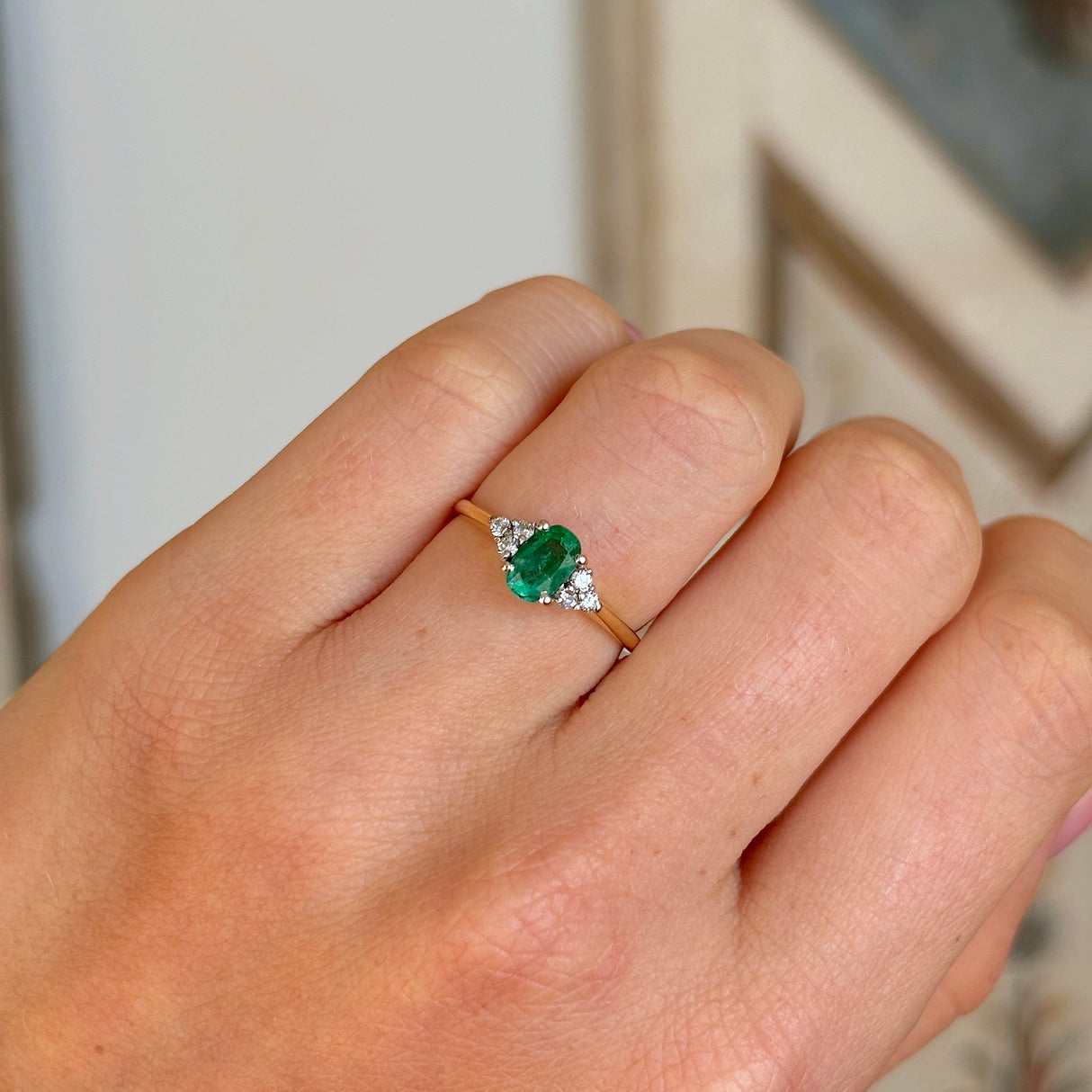 Vintage, 1970s emerald & diamond ring