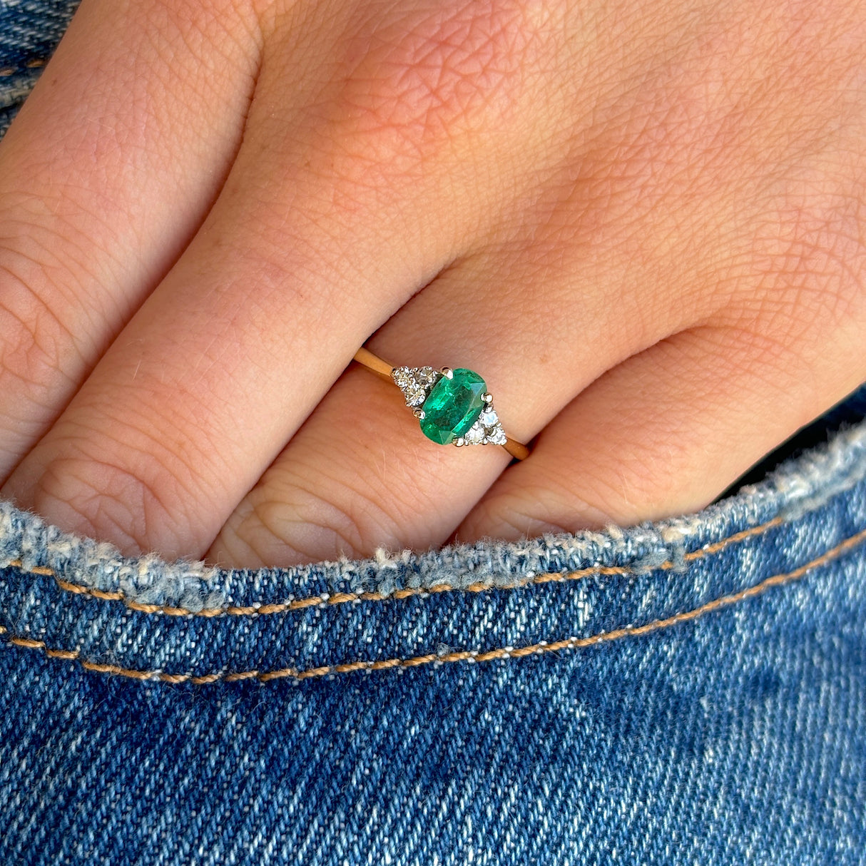 Vintage, 1970s emerald & diamond ring