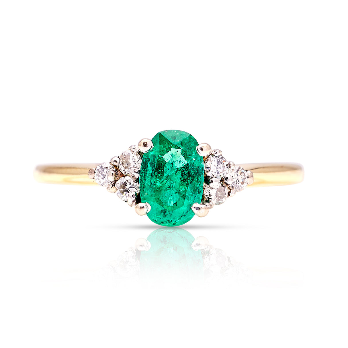 Vintage, 1970s emerald & diamond ring front