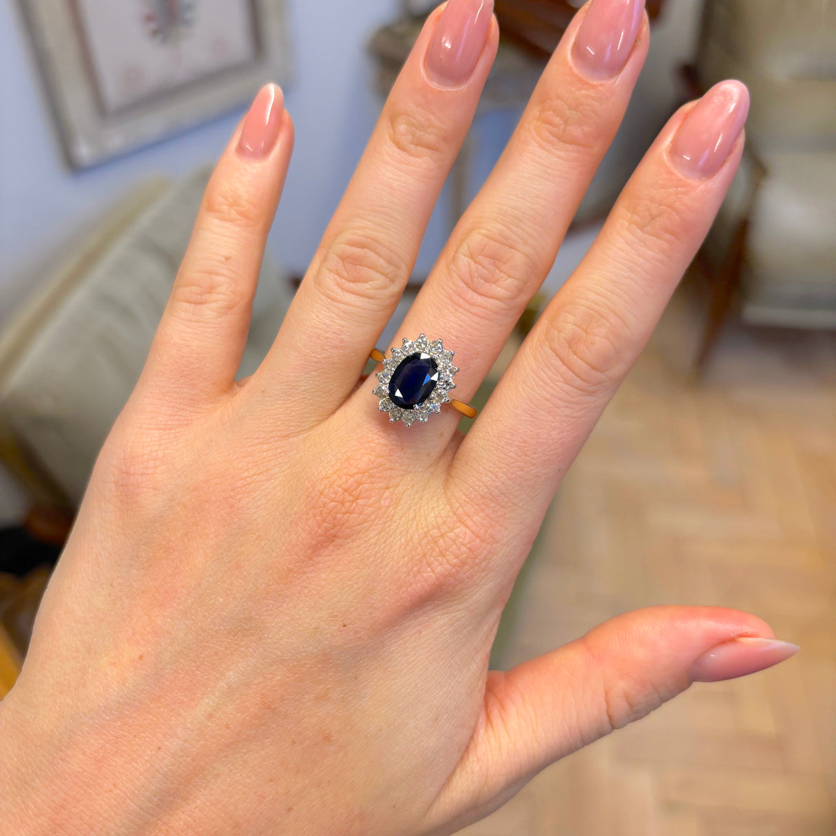 Vintage, 1960s sapphire & diamond cluster ring