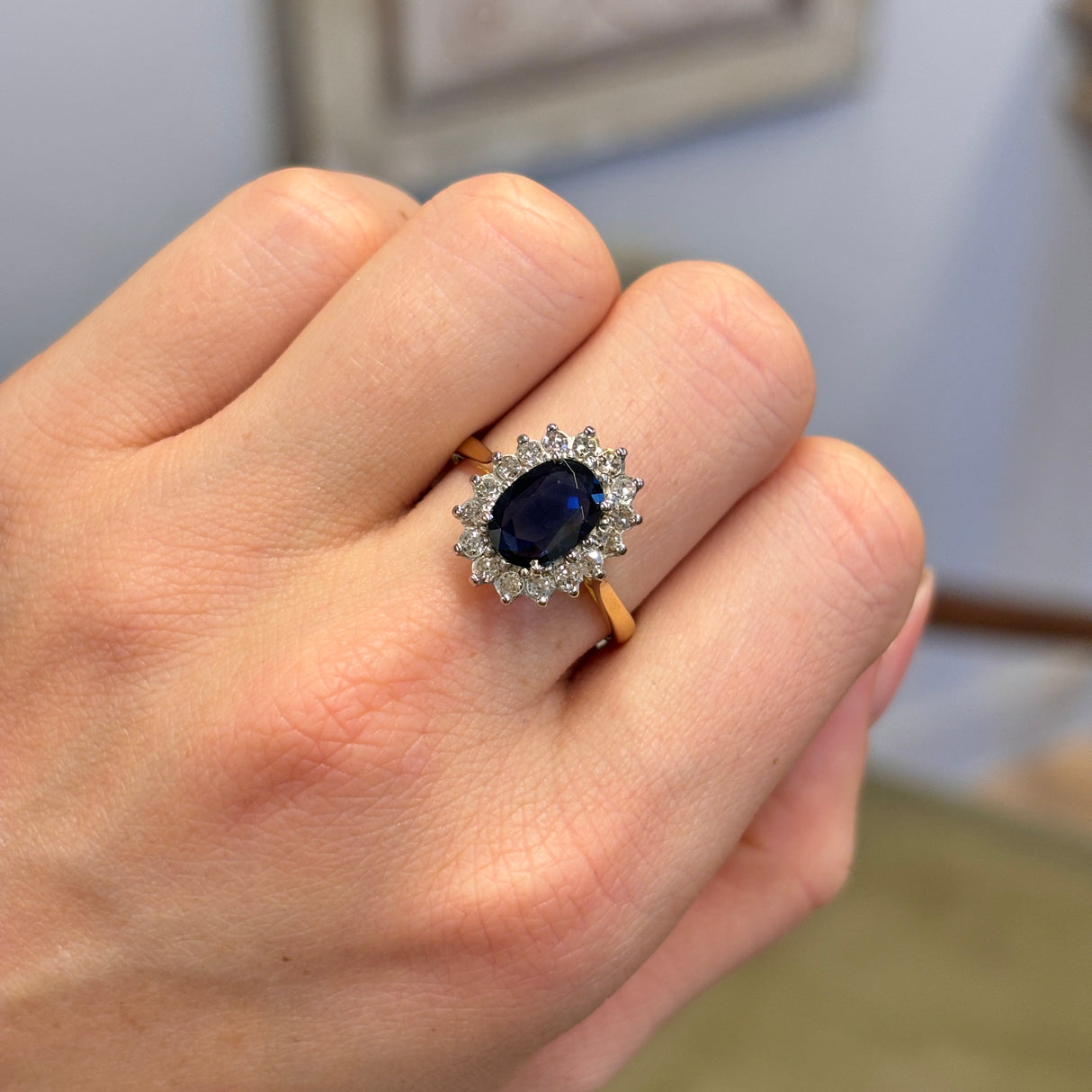 Vintage, 1960s sapphire & diamond cluster ring