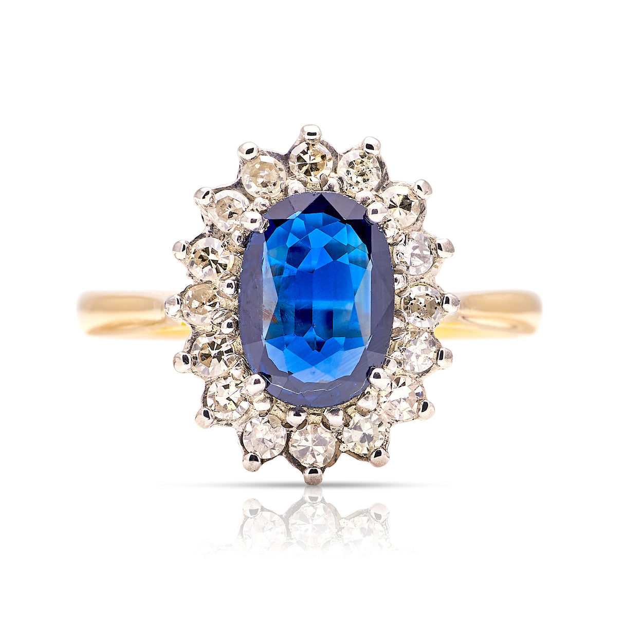 Vintage, 1960s sapphire & diamond cluster ring