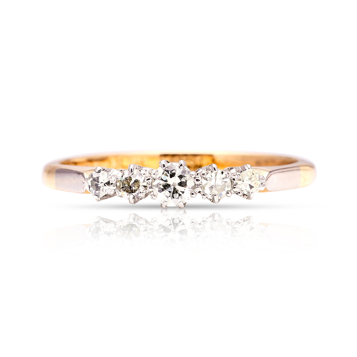 Antique, Edwardian five-stone diamond ring front