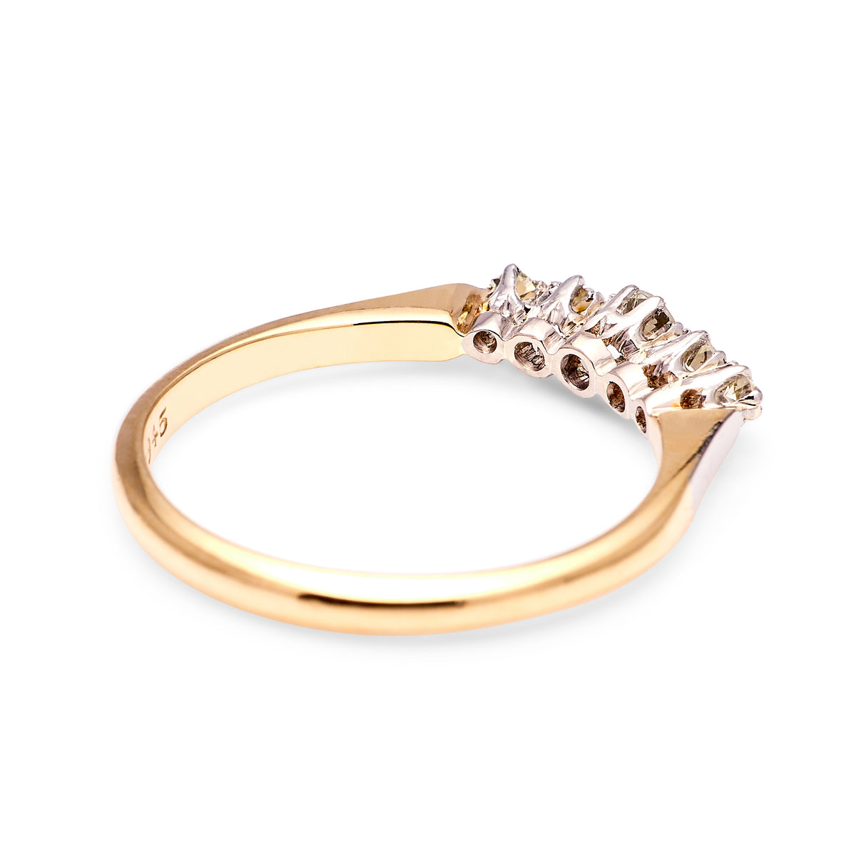 Antique, Edwardian five-stone diamond ring back