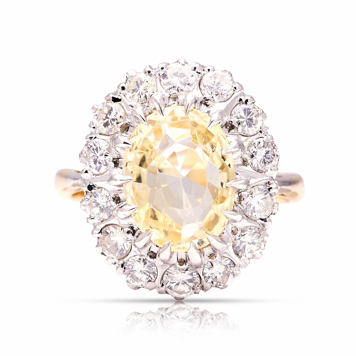 Vintage, 1980s yellow sapphire & diamond cluster