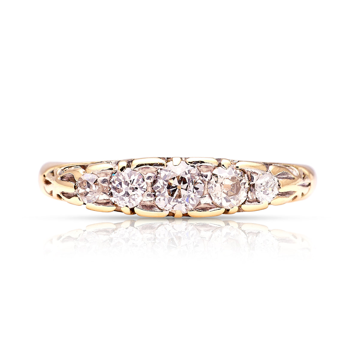 Antique, Edwardian five-stone diamond ring front