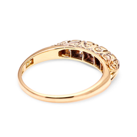 Antique, Edwardian five-stone diamond ring back
