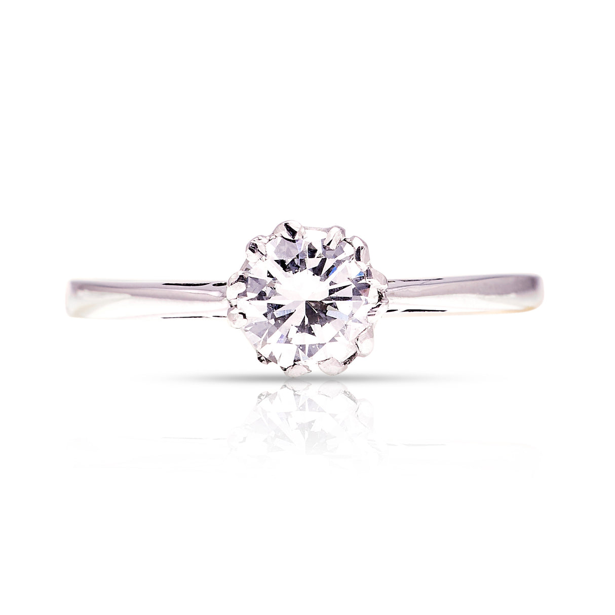 Vintage, Art Deco solitaire diamond ring front