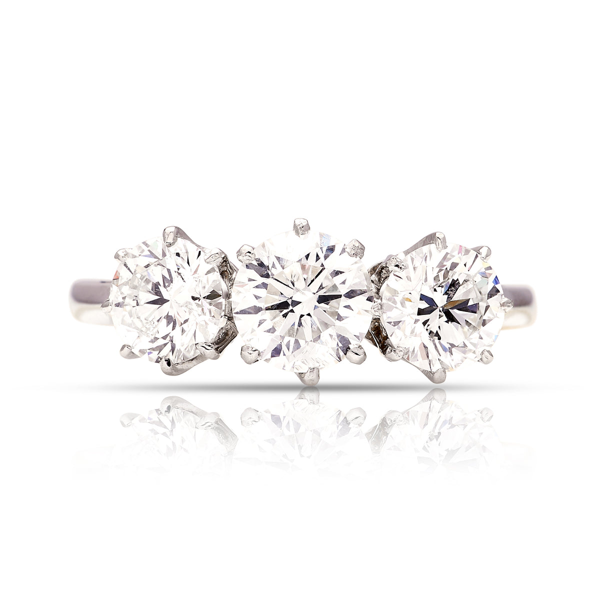 Vintage, 1950s three-stone ring, platinum