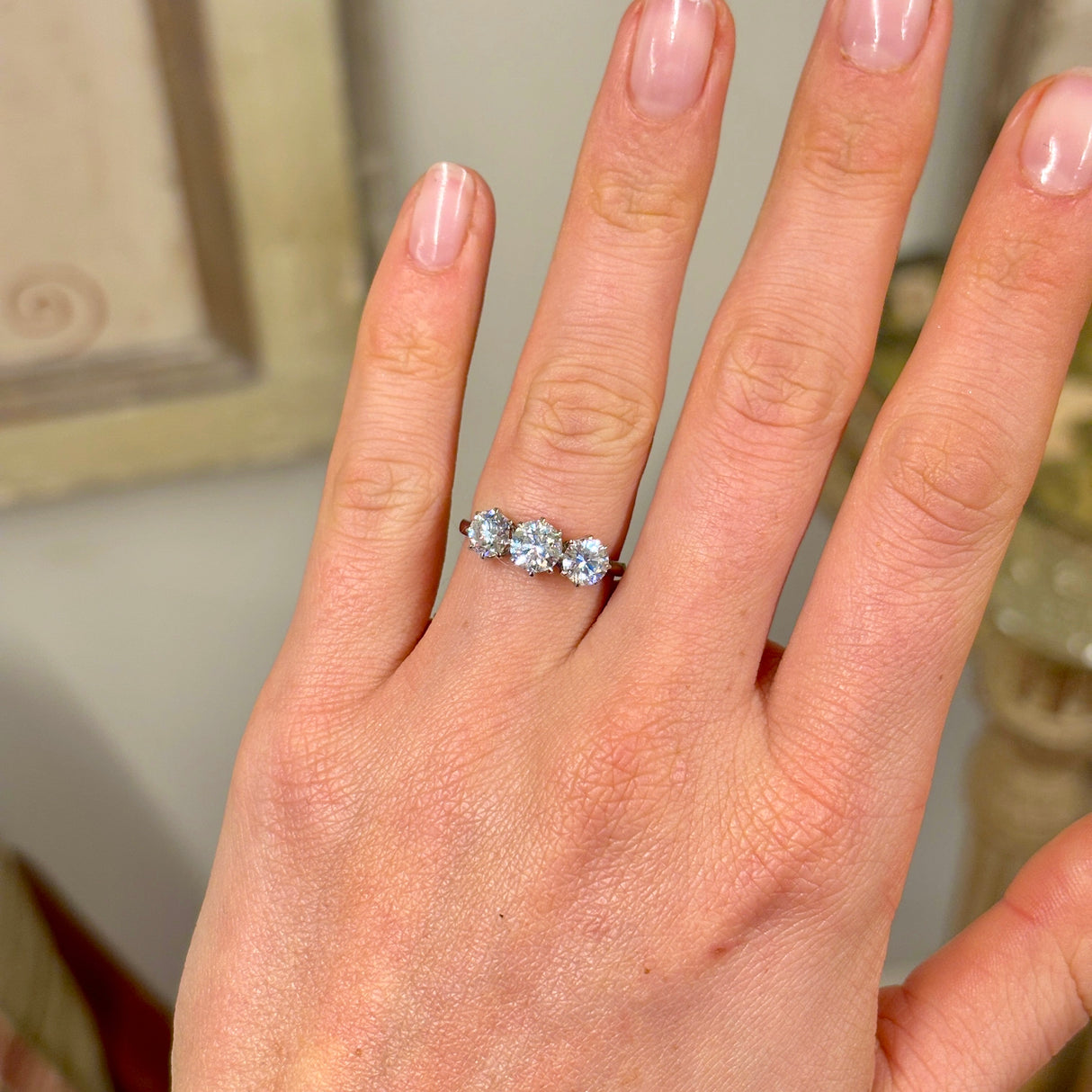 Vintage, Art Deco three-stone ring, platinum