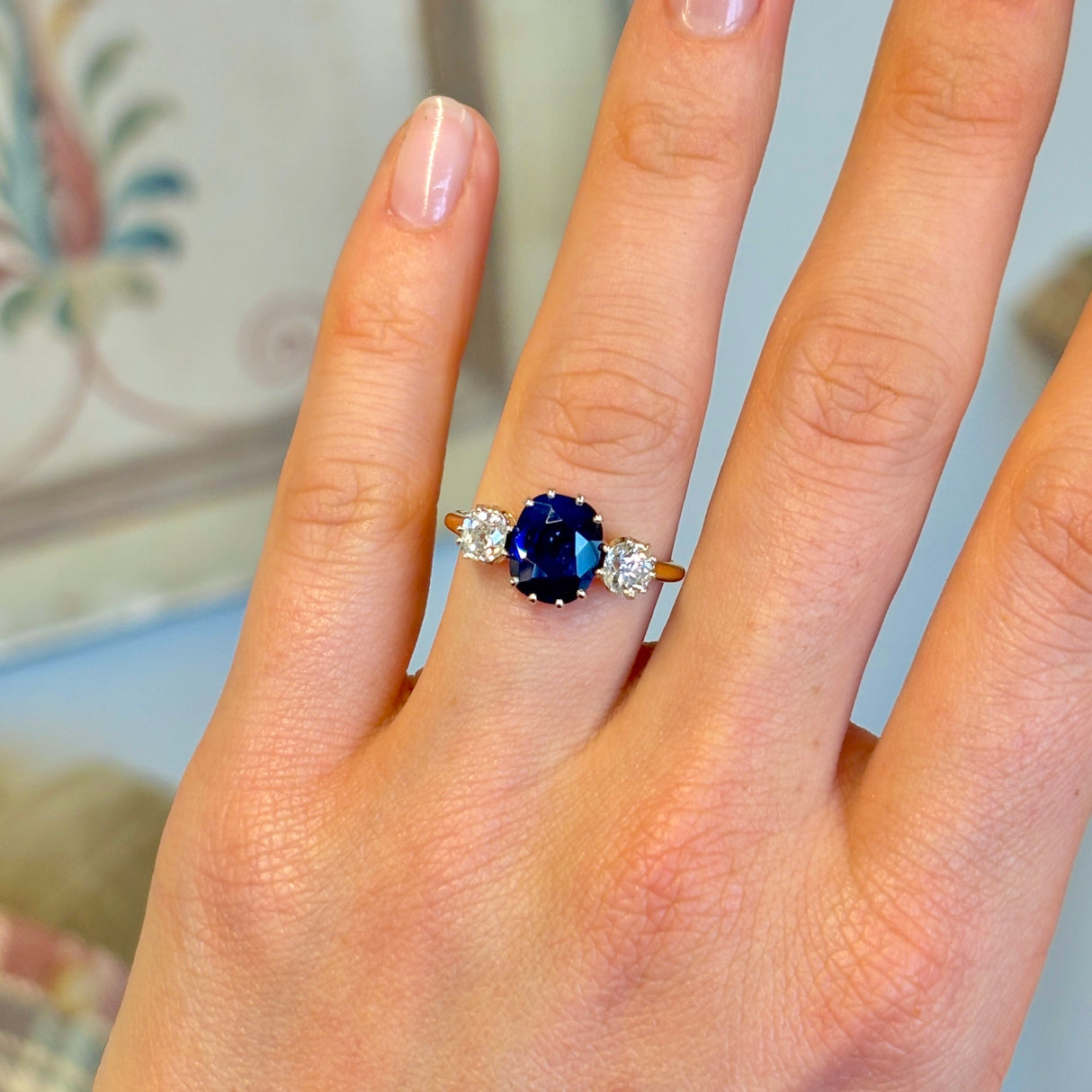 Vintage, Art Deco sapphire & diamond three-stone ring