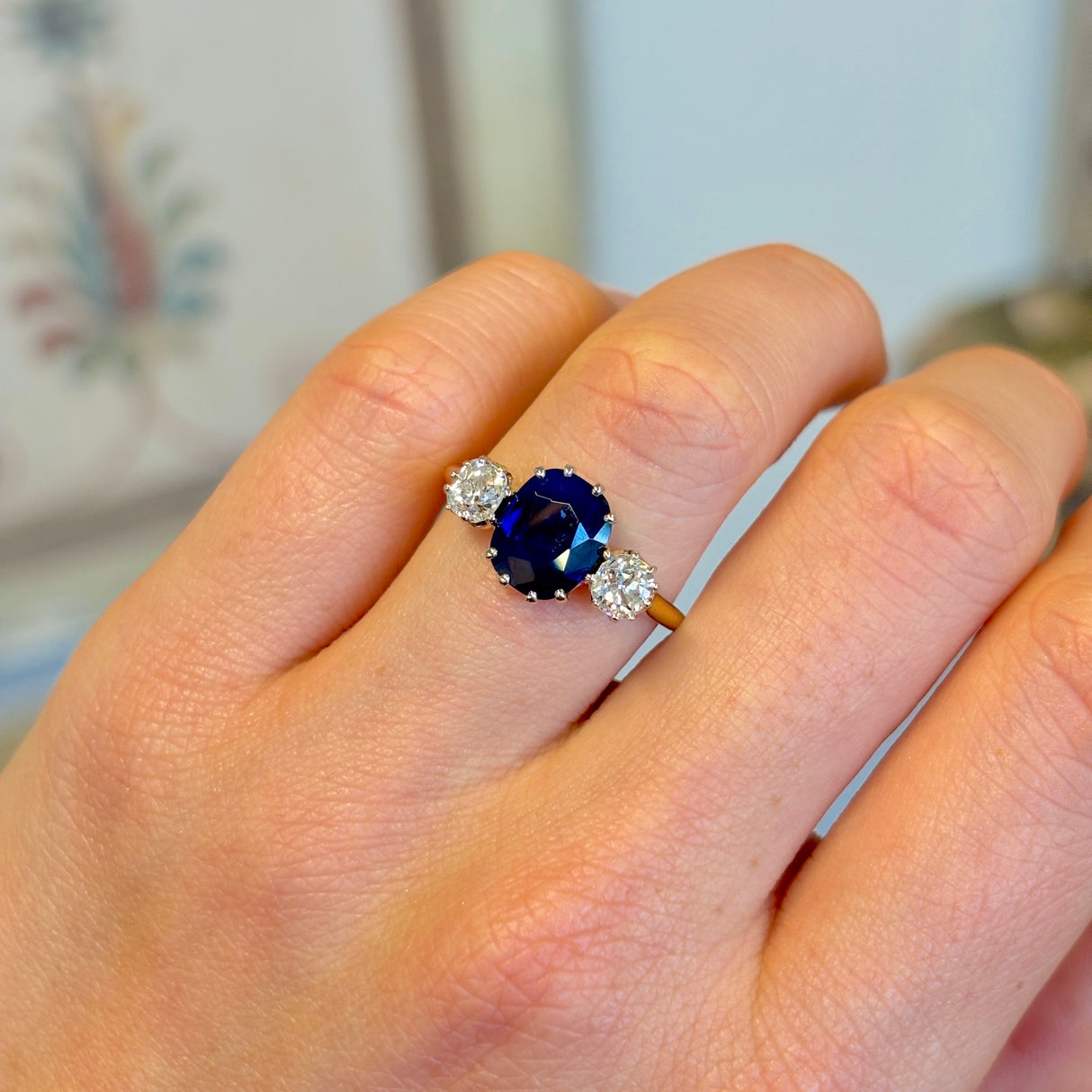 Vintage, Art Deco sapphire & diamond three-stone ring