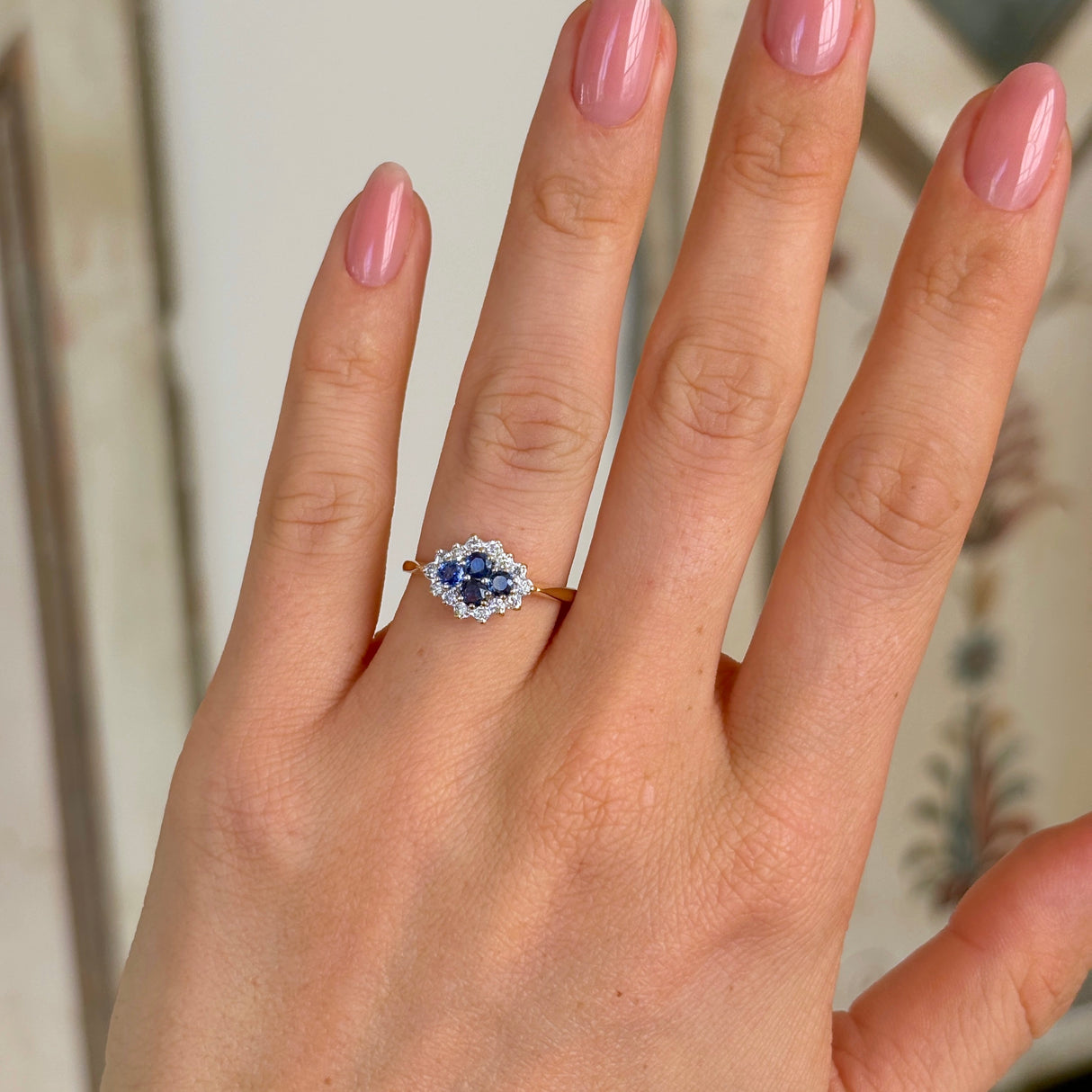 Vintage, 1990s sapphire & diamond cluster ring