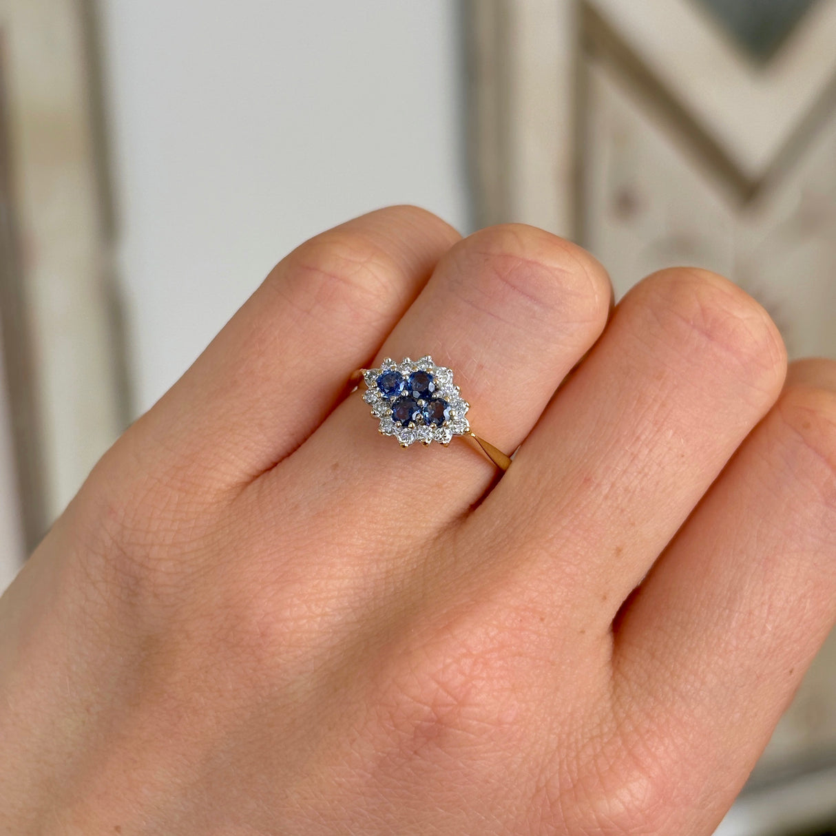 Vintage, 1990s sapphire & diamond cluster ring