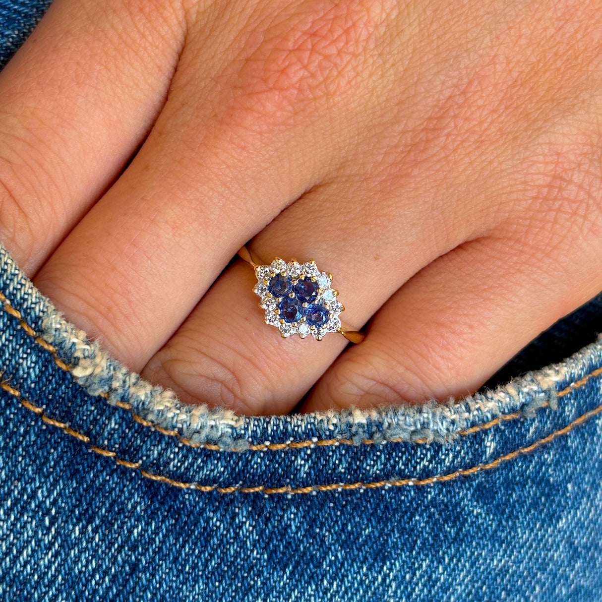 Vintage, 1990s sapphire & diamond cluster ring