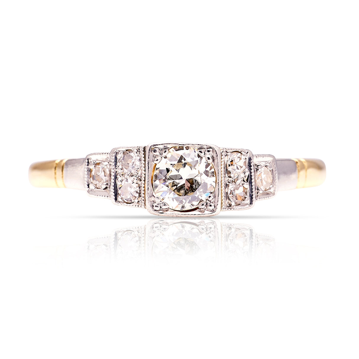 2042-Vintage, Art Deco diamond engagement ring front