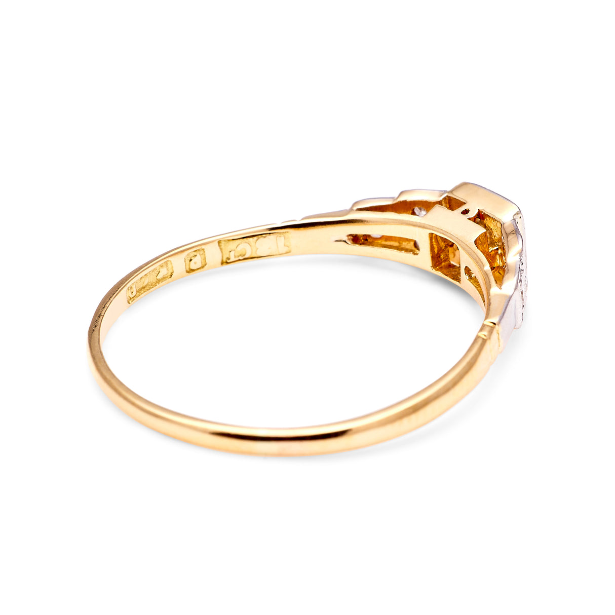 2042-Vintage, Art Deco diamond engagement ring back