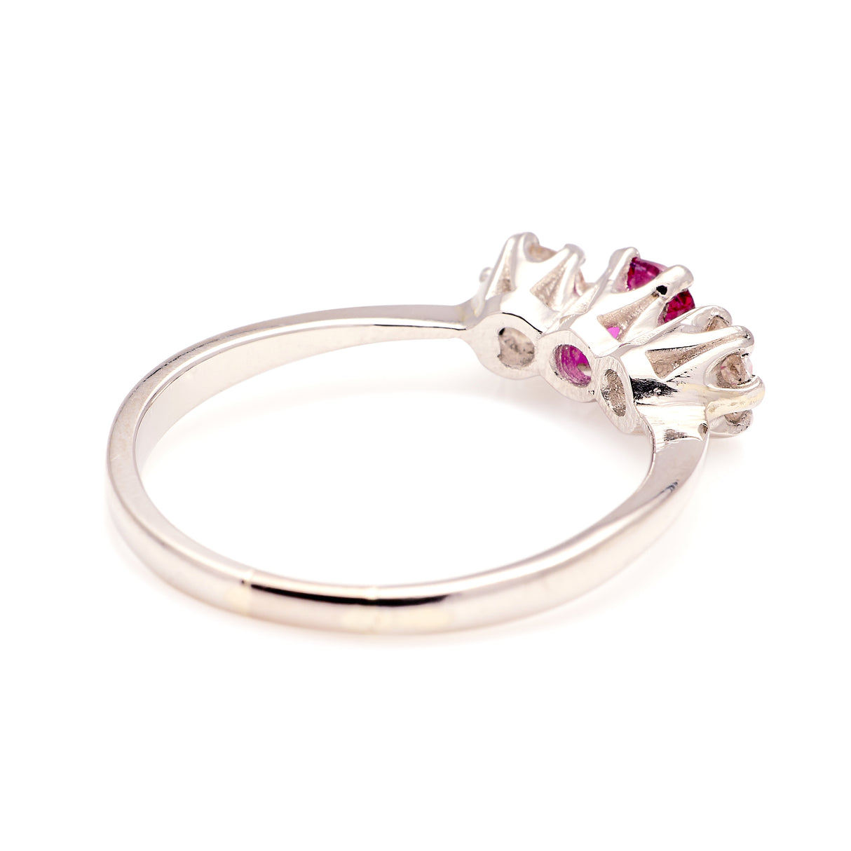 Vintage, 1930s ruby & diamond three-stone ring