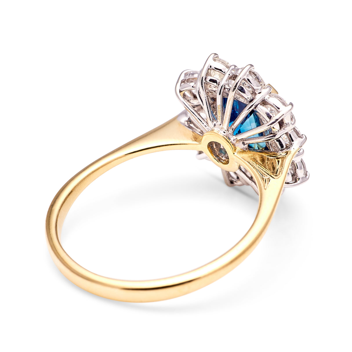 2057+2154-Vintage, 1980s teal sapphire & diamond cluster ring back