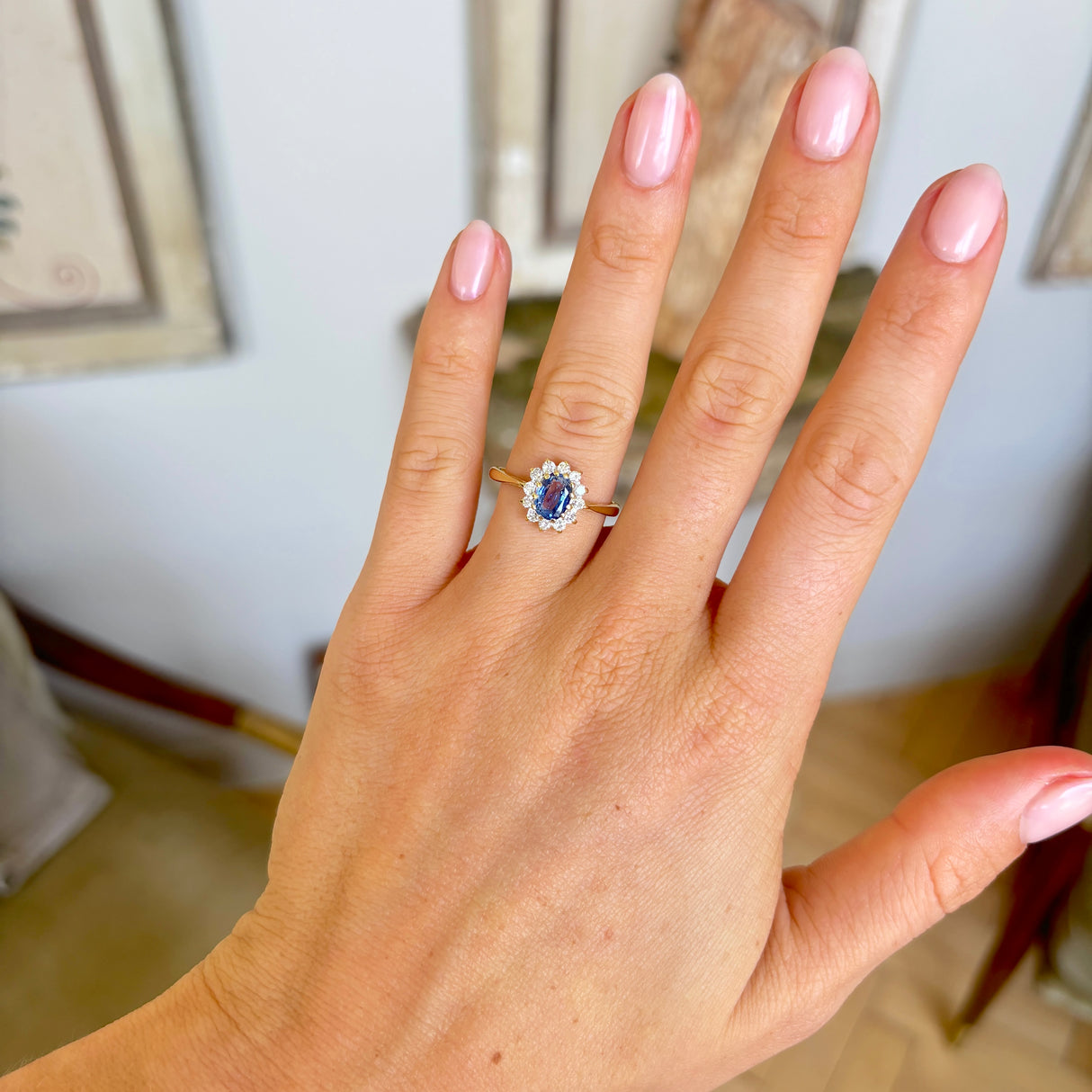 Vintage, 1980s sapphire & diamond cluster ring