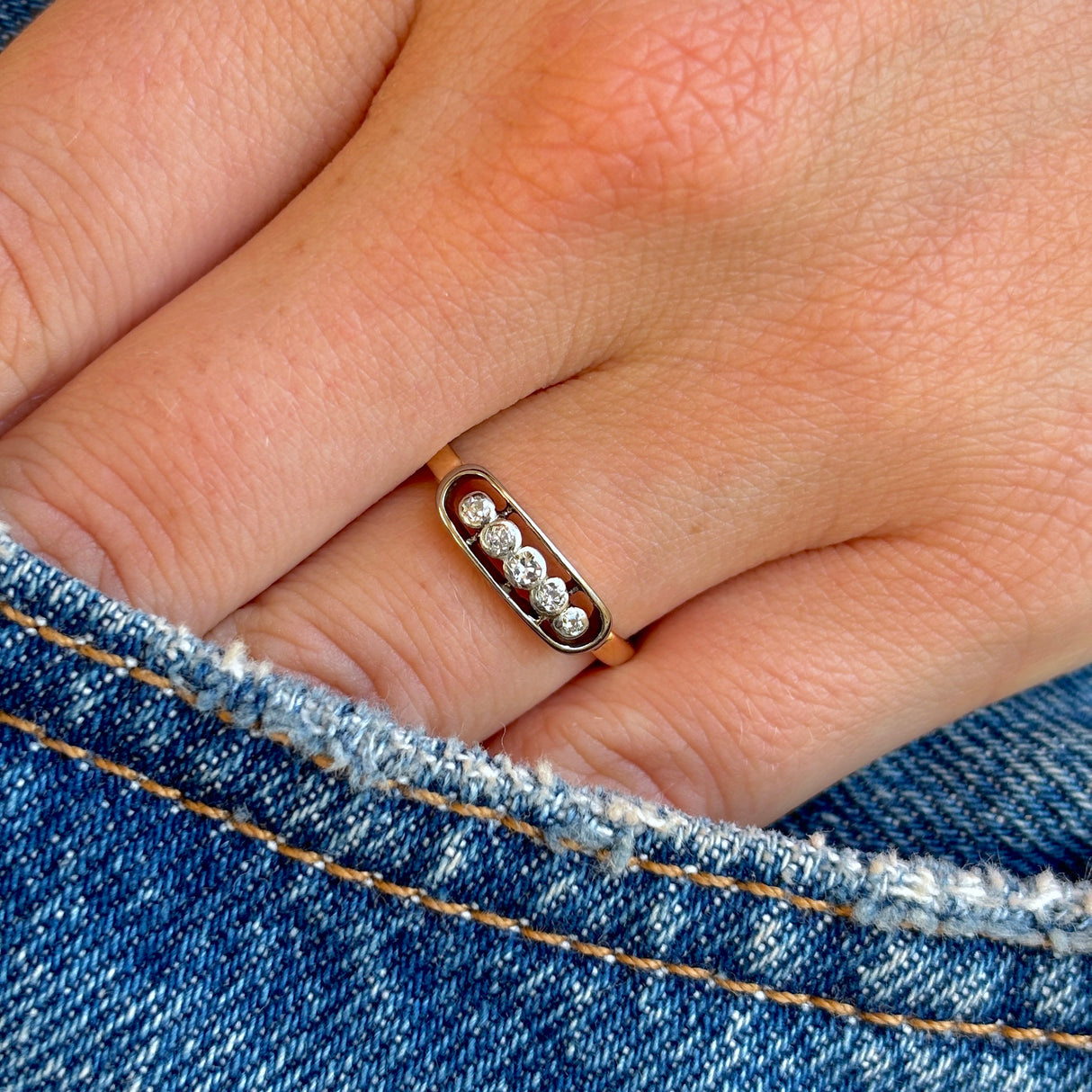 Vintage, five-stone diamond ring