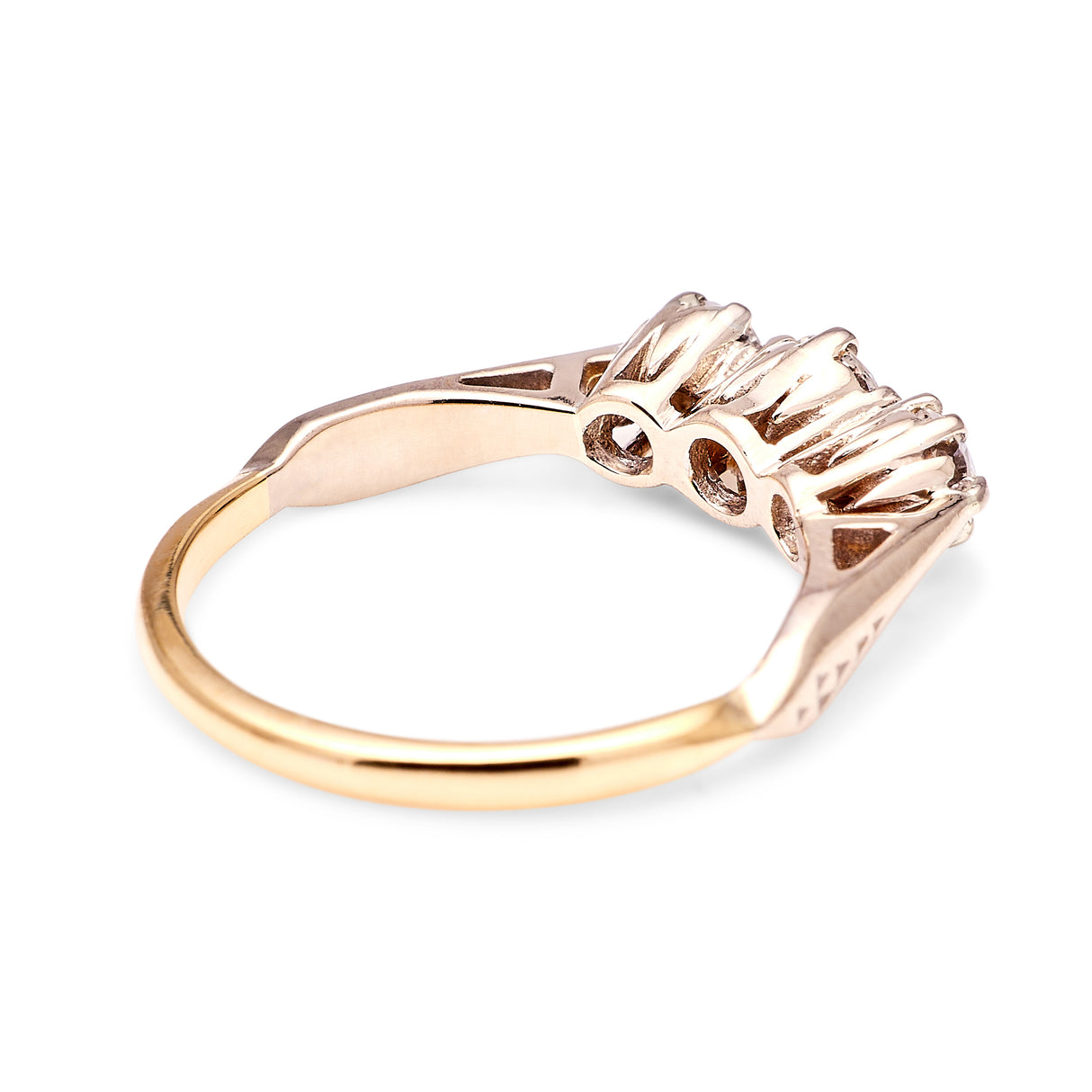 Vintage, 1960s three-stone diamond ring back