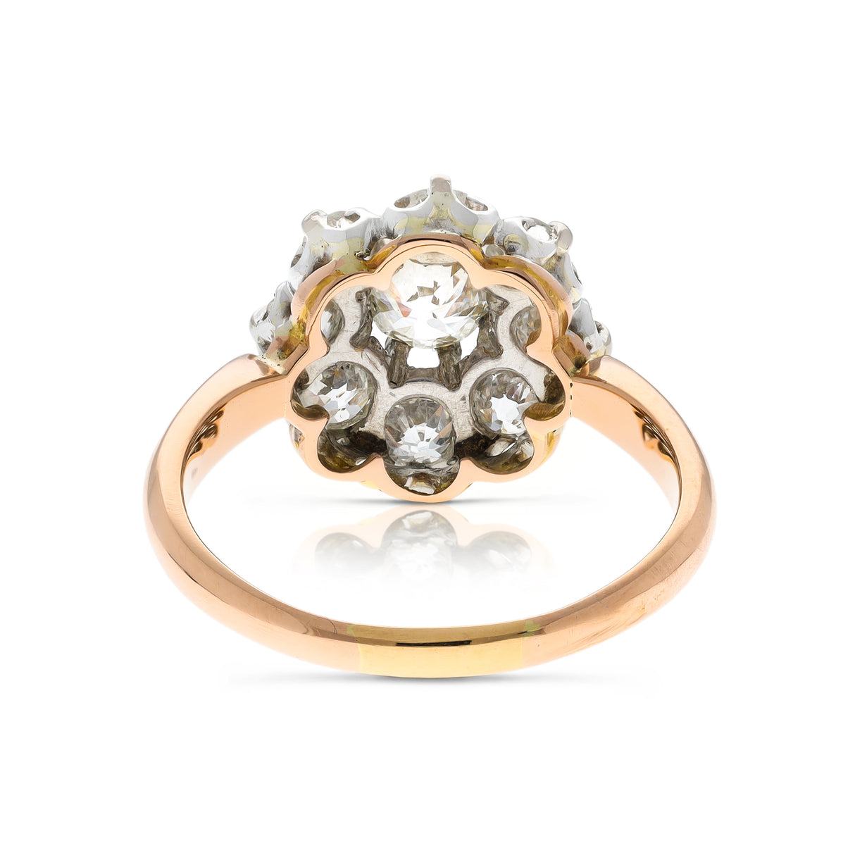 Antique Belle Époque Diamond Cluster Engagement Ring, 18ct Rose Gold - back