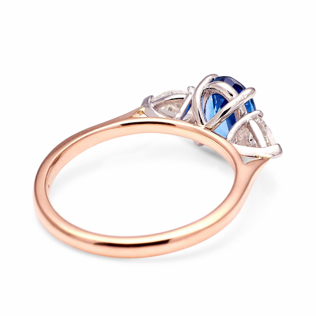 Vintage, sapphire & diamond three-stone ring back