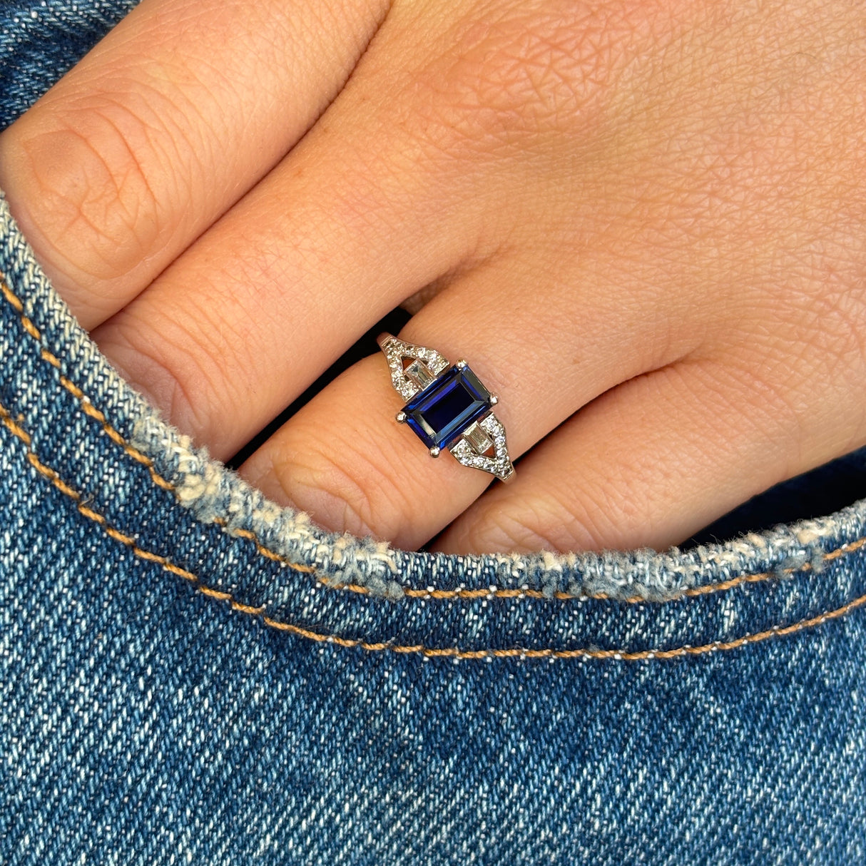 Vintage, Art Deco sapphire & diamond ring