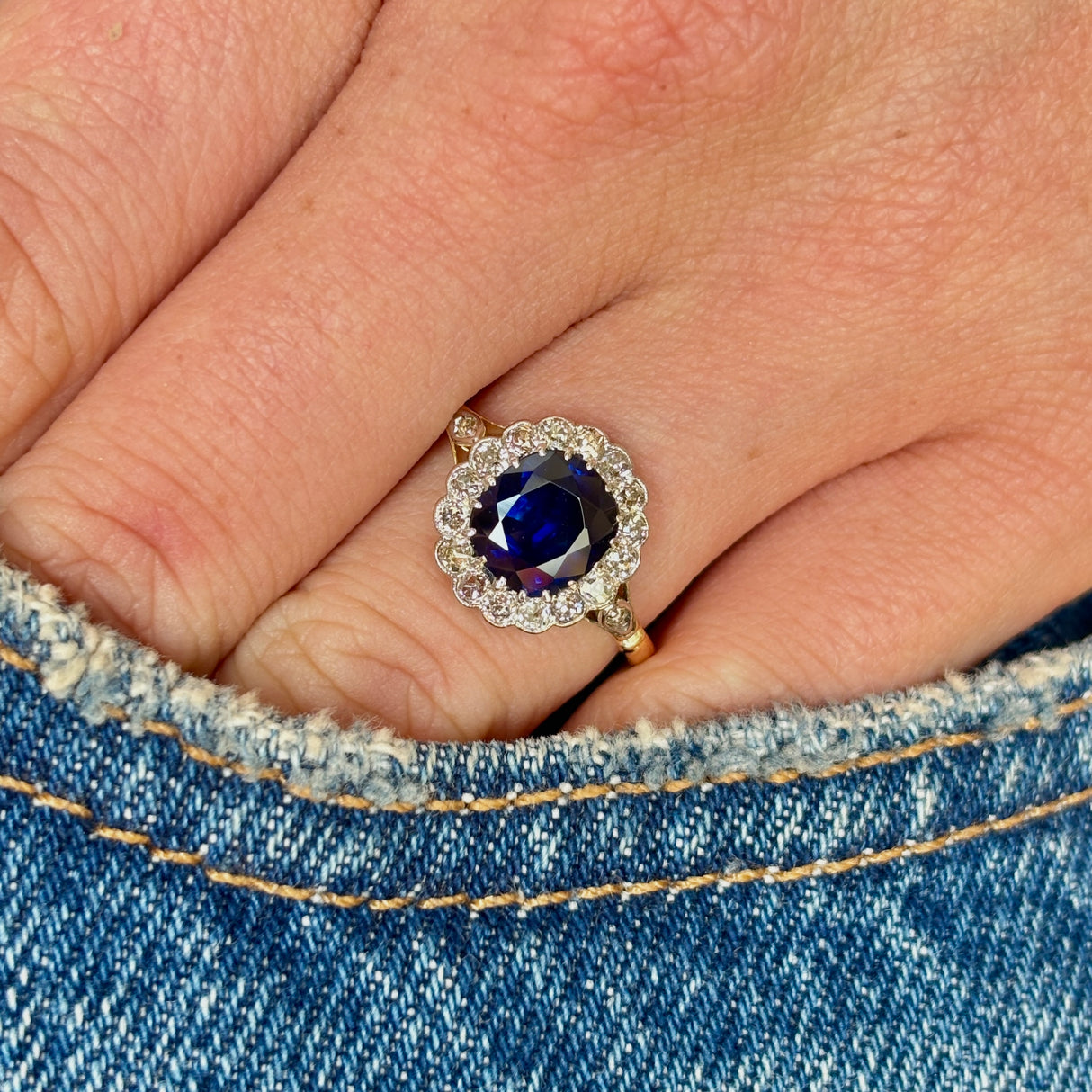 Antique, Victorian sapphire & diamond cluster