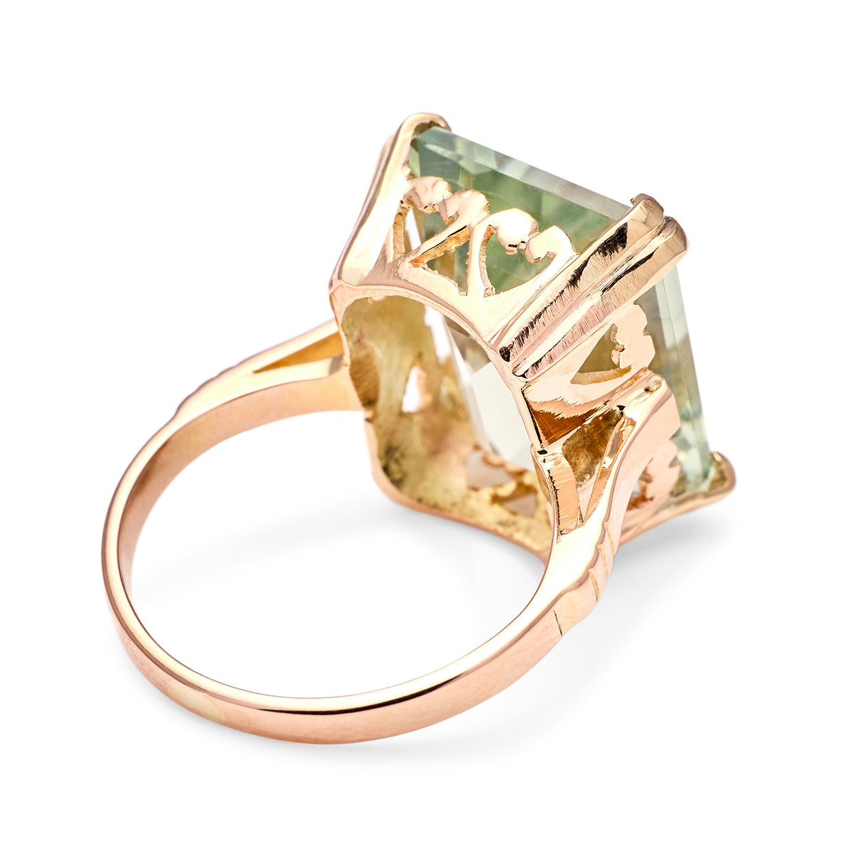 Vintage, mid century green quartz cocktail ring