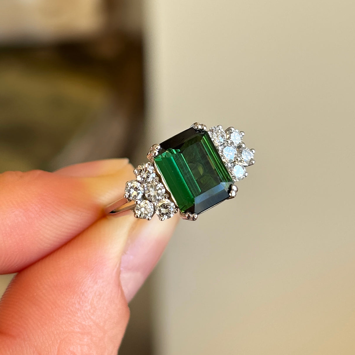 Vintage, 1960s tourmaline & diamond ring
