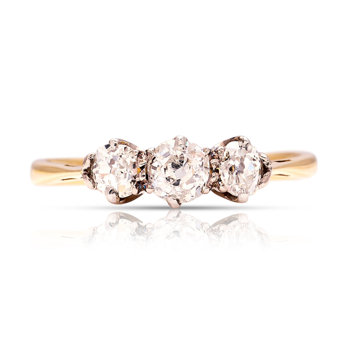 Antique, Edwardian three-stone diamond ring