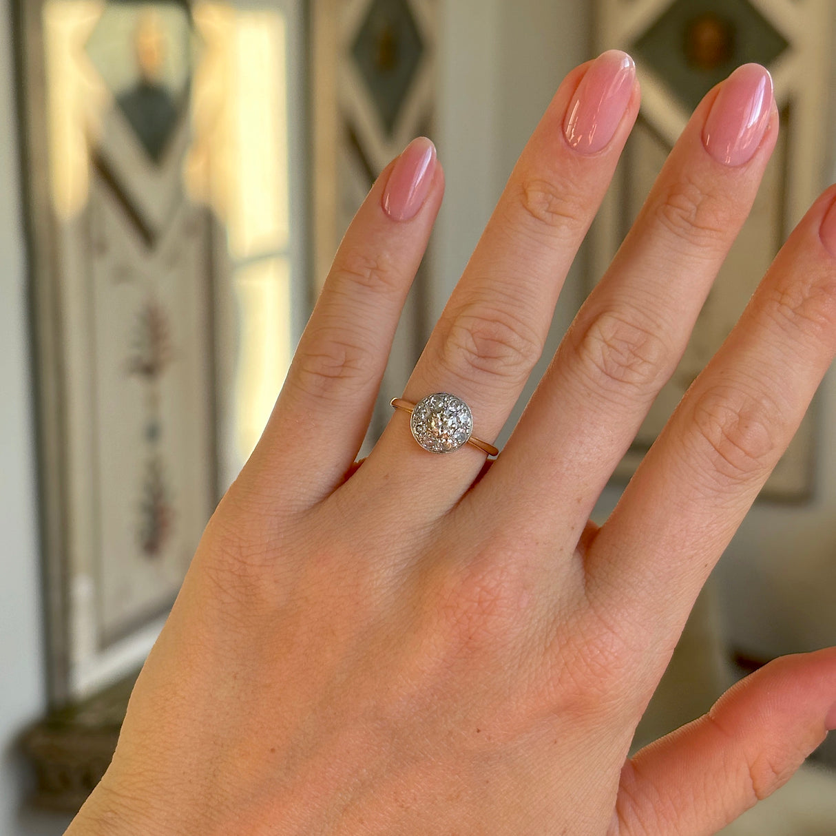 Vintage, Art Deco diamond target cluster ring