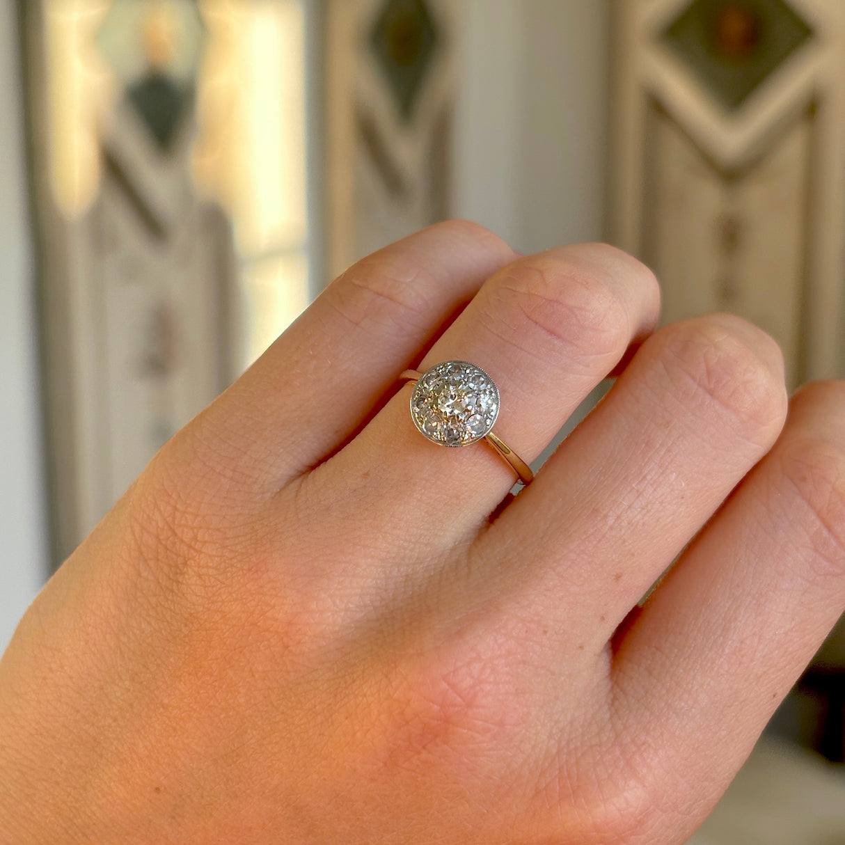 Vintage, Art Deco diamond target cluster ring