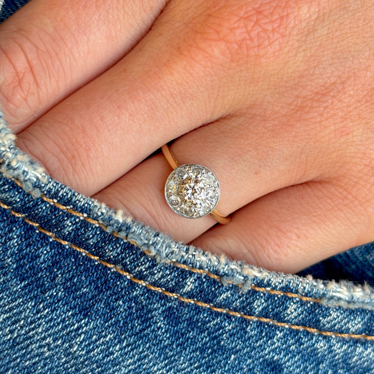 Vintage, Art Deco diamond target cluster ring