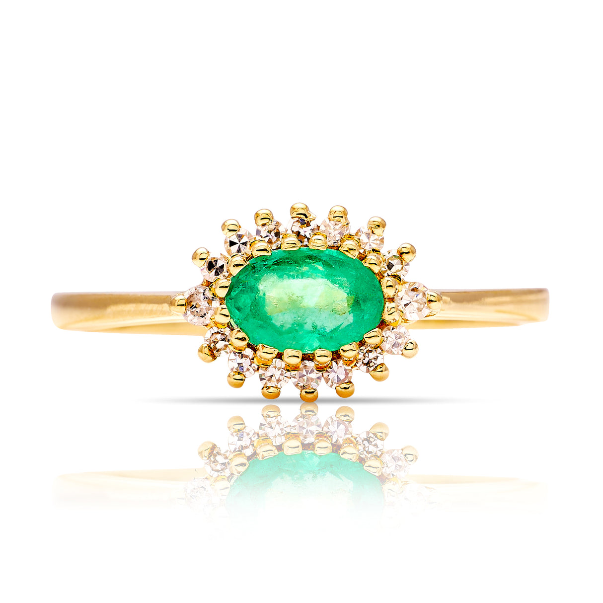Vintage, 1990s emerald & diamond cluster ring