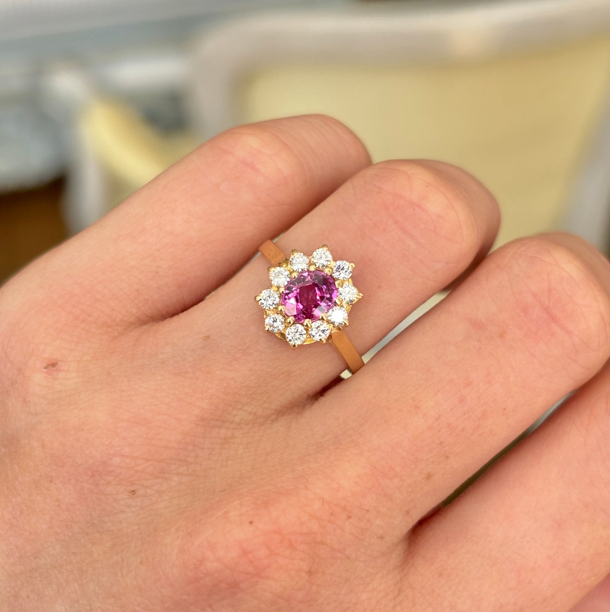 Payment 2 | Vintage, 1980s pink sapphire & diamond cluster ring