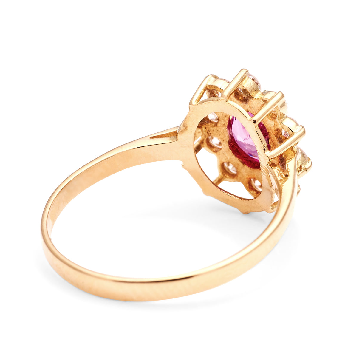 Vintage, 1980s pink sapphire & diamond cluster ring