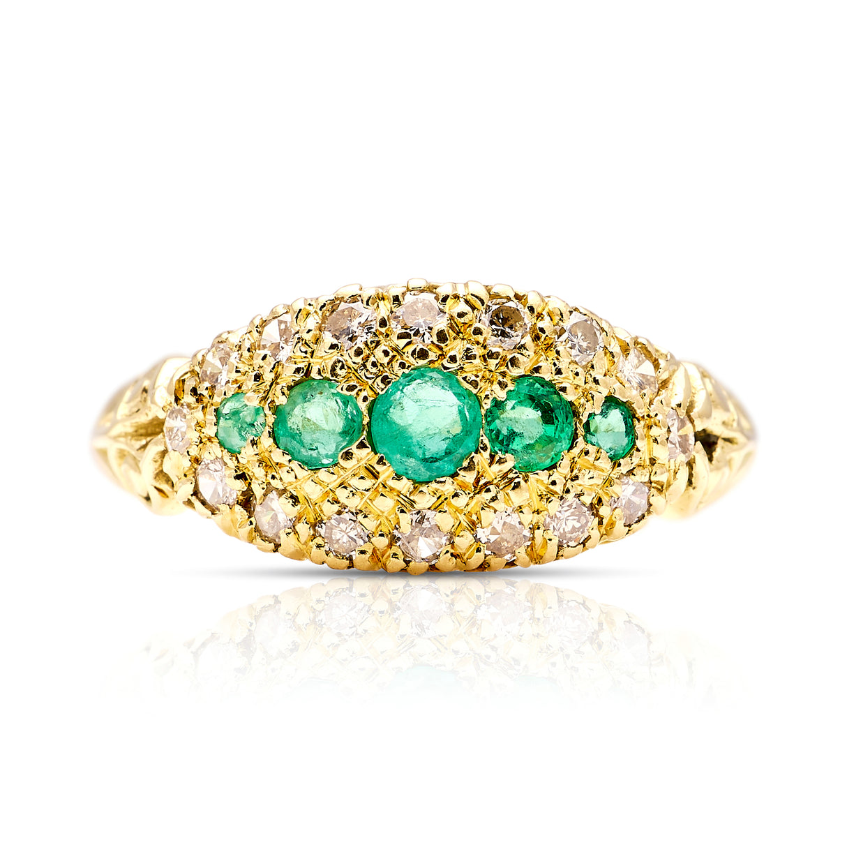 Vintage, 1970s emerald & diamond cluster ring